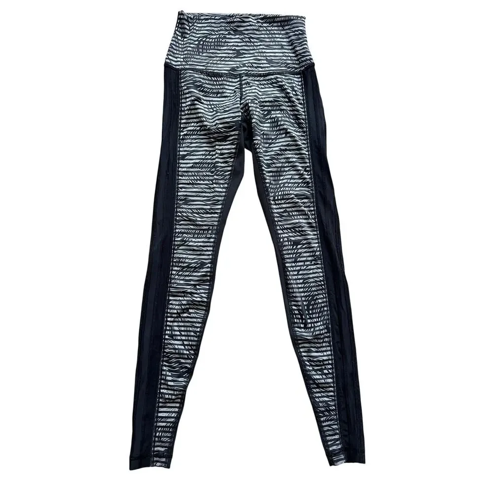 Lululemon Athletica‎ Wunder Under Pant Luxtreme Roll Down Stripe Yoga Black 4 6